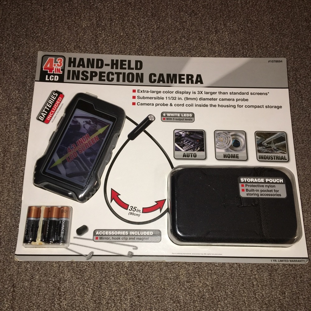 New sealed 4.3" LCD Hand Held Multi-Purpose Inspection Camera with storage pouch